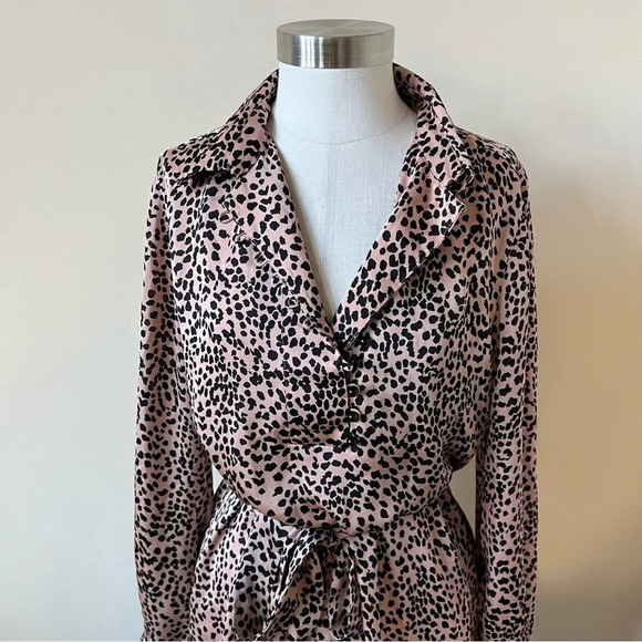 Equipment Femme Temera Leopard print Mini Shirt Dress Blush 17338 - Picture 5 of 14